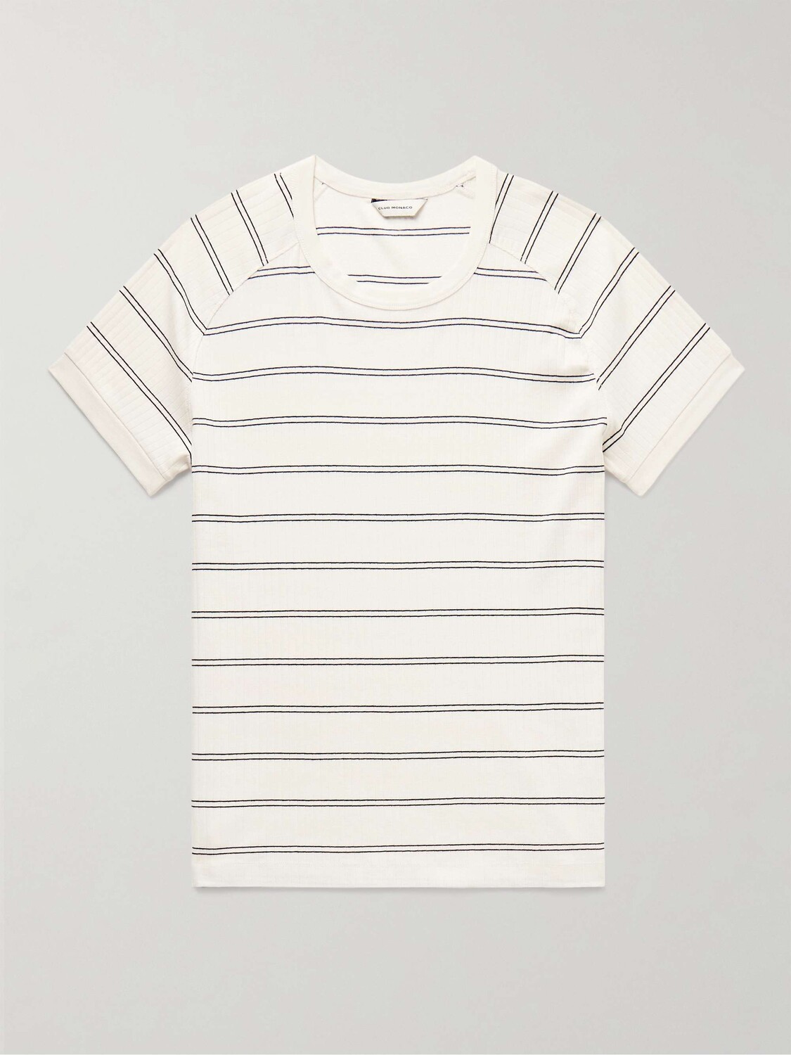 

Изысканная полосатая футболка из смесового хлопка в рубчик CLUB MONACO, белый