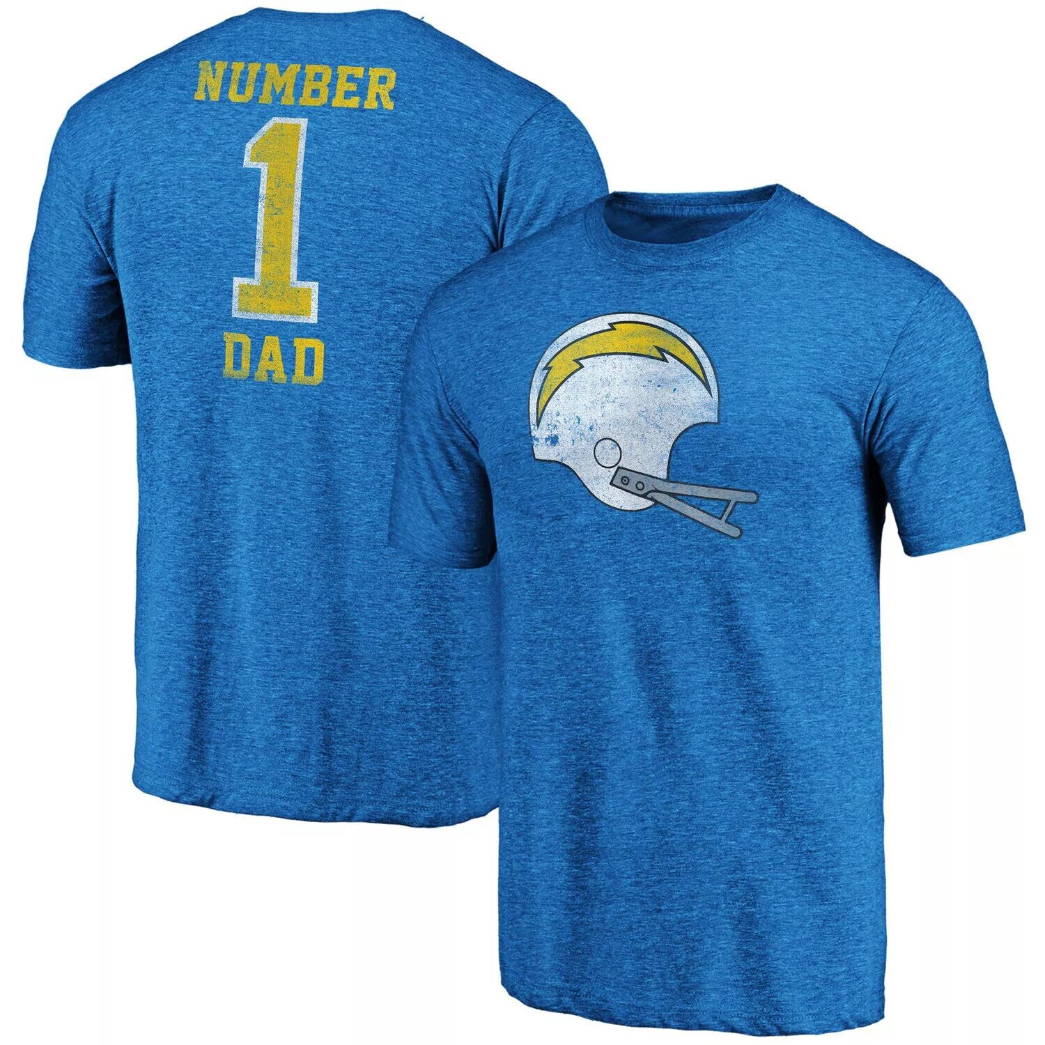 

Мужская футболка Fanatics с фирменным рисунком из трехцветной ткани Los Angeles Chargers Greatest Dad в стиле ретро