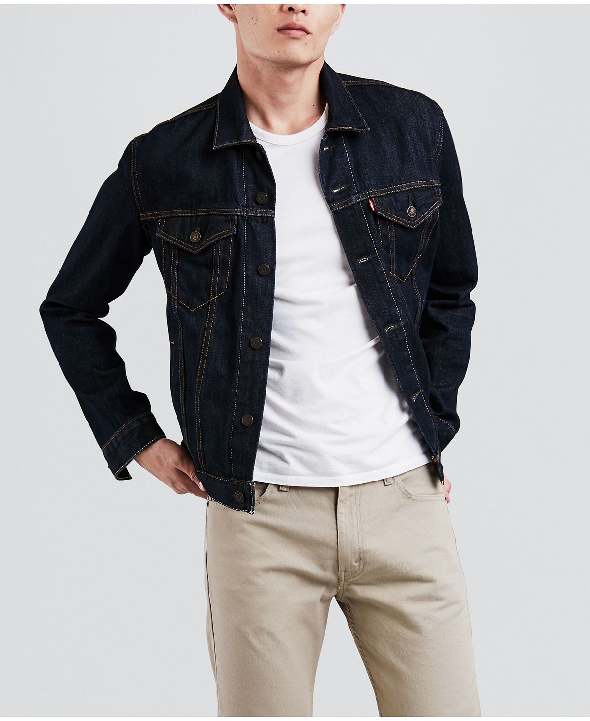 Мужская джинсовая куртка классического кроя из неэластичного денима Levi's джинсовая куртка стандартного кроя lindbergh черный
