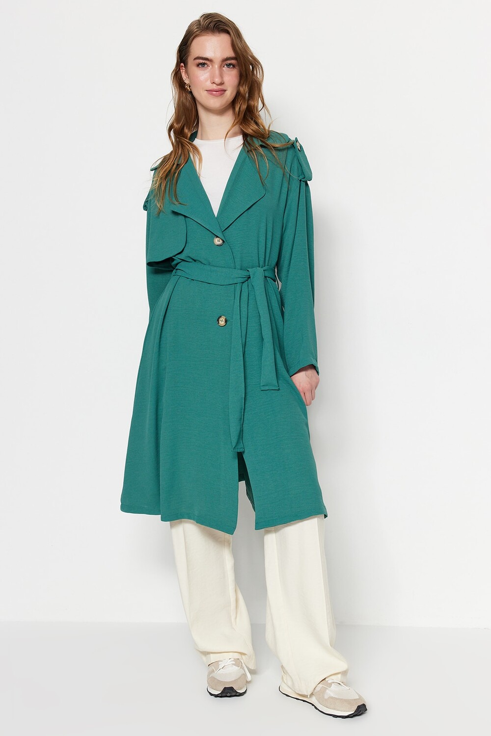 

Тренч - Зеленый - Базовый Trendyol Modest