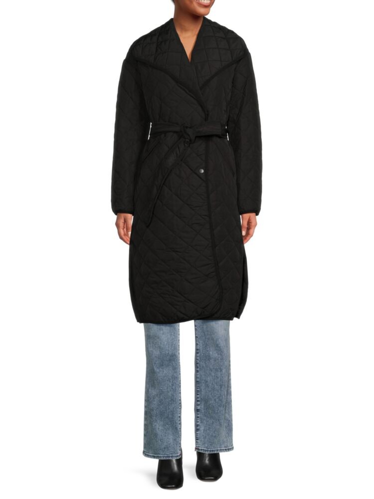 

Стеганый тренч с поясом Donna Karan, черный
