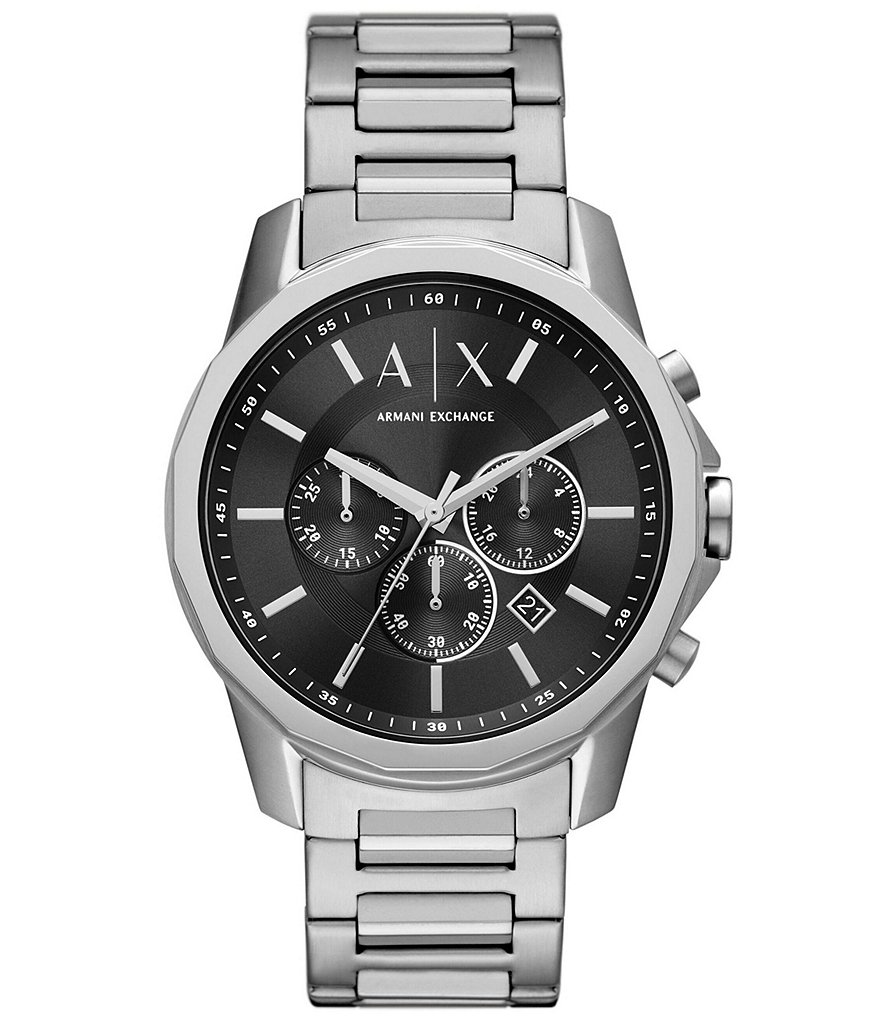 Armani Exchange Мужские часы с хронографом из нержавеющей стали, серебро