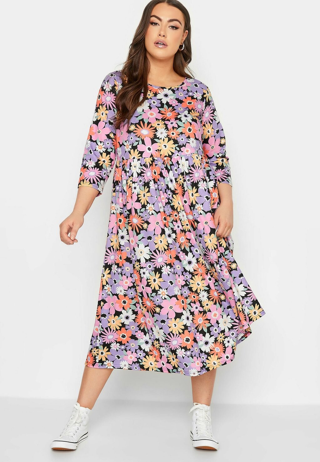 

Повседневное платье FLORAL SMOCK Yours Clothing, цвет purple