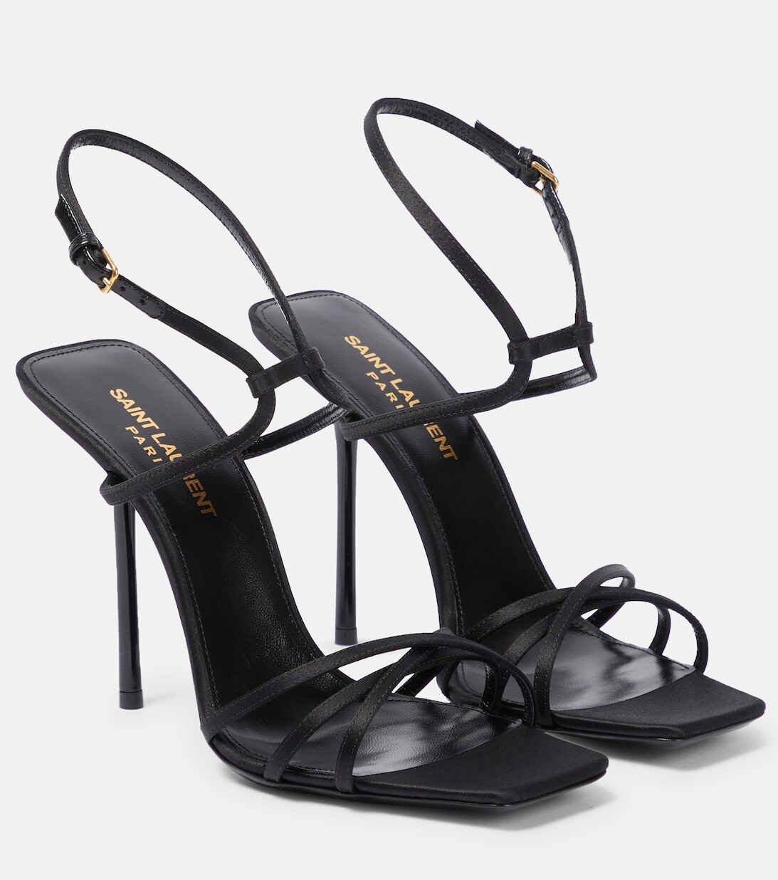 

Босоножки Nuit 105 из креп-сатина Saint Laurent, черный