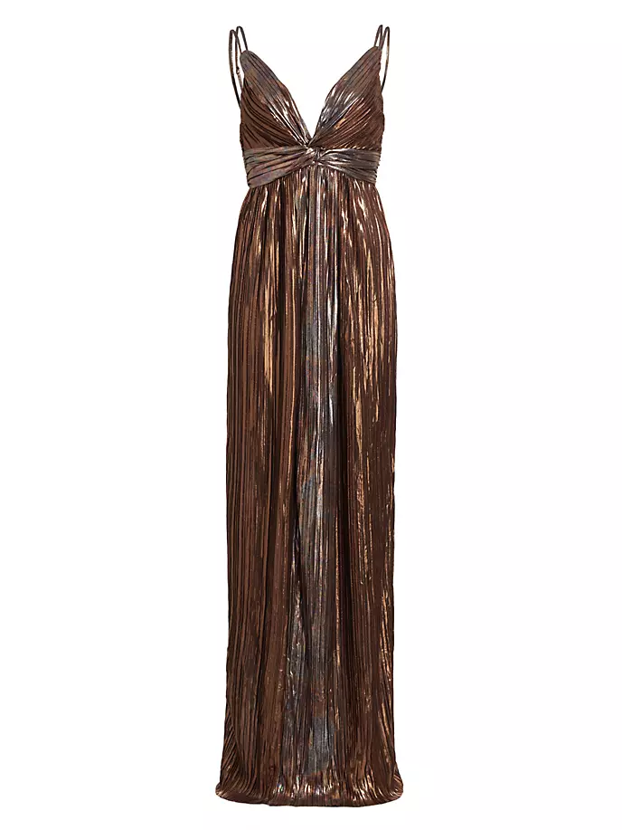 Плиссированное платье Naomi из фольги Sabina Musáyev, цвет bronze платье макси с эффектом металлик afek плиссе sabina musáyev цвет sandstone