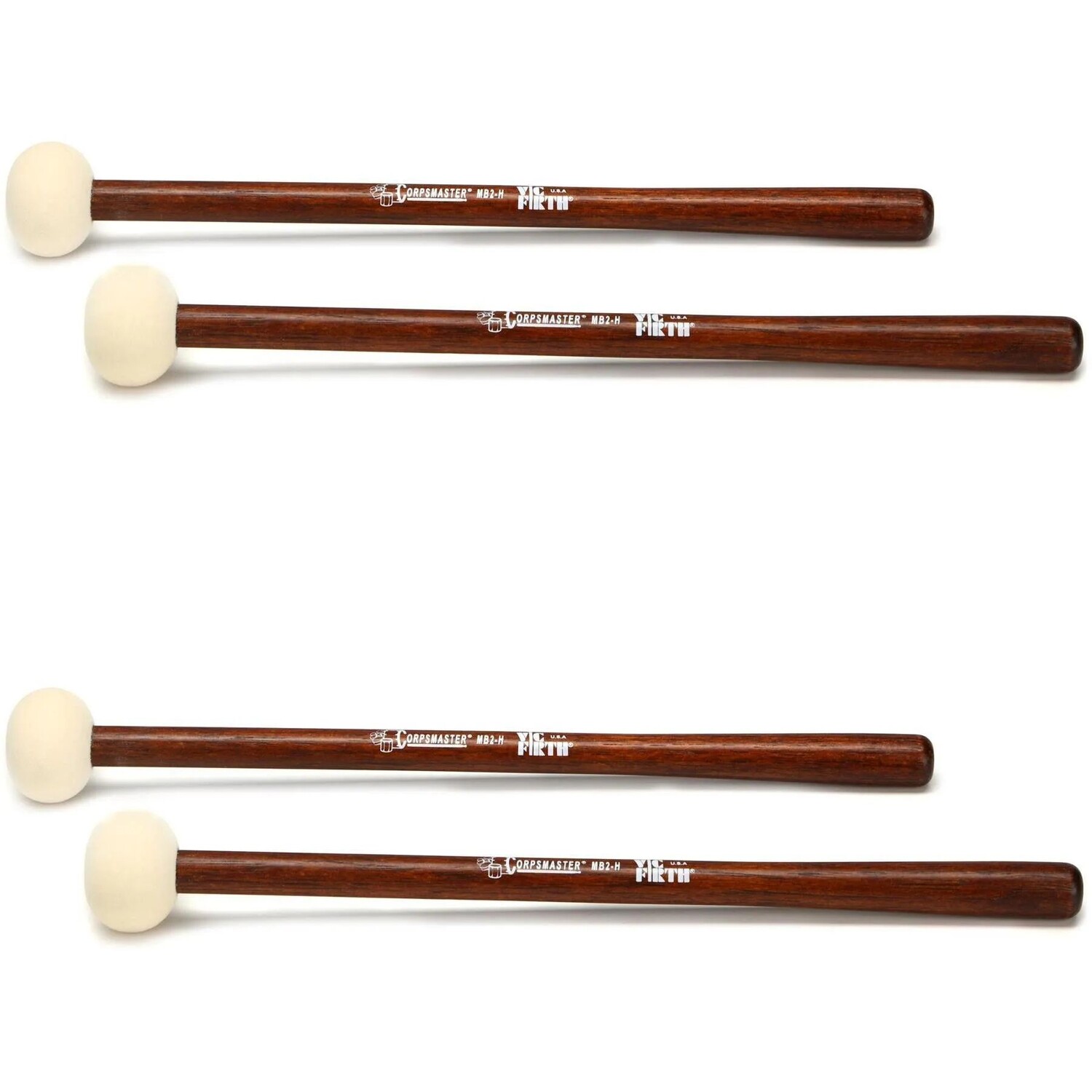 

Колотушки для бас-барабана Vic Firth Corpsmaster, средняя головка, твердые, 2 пары