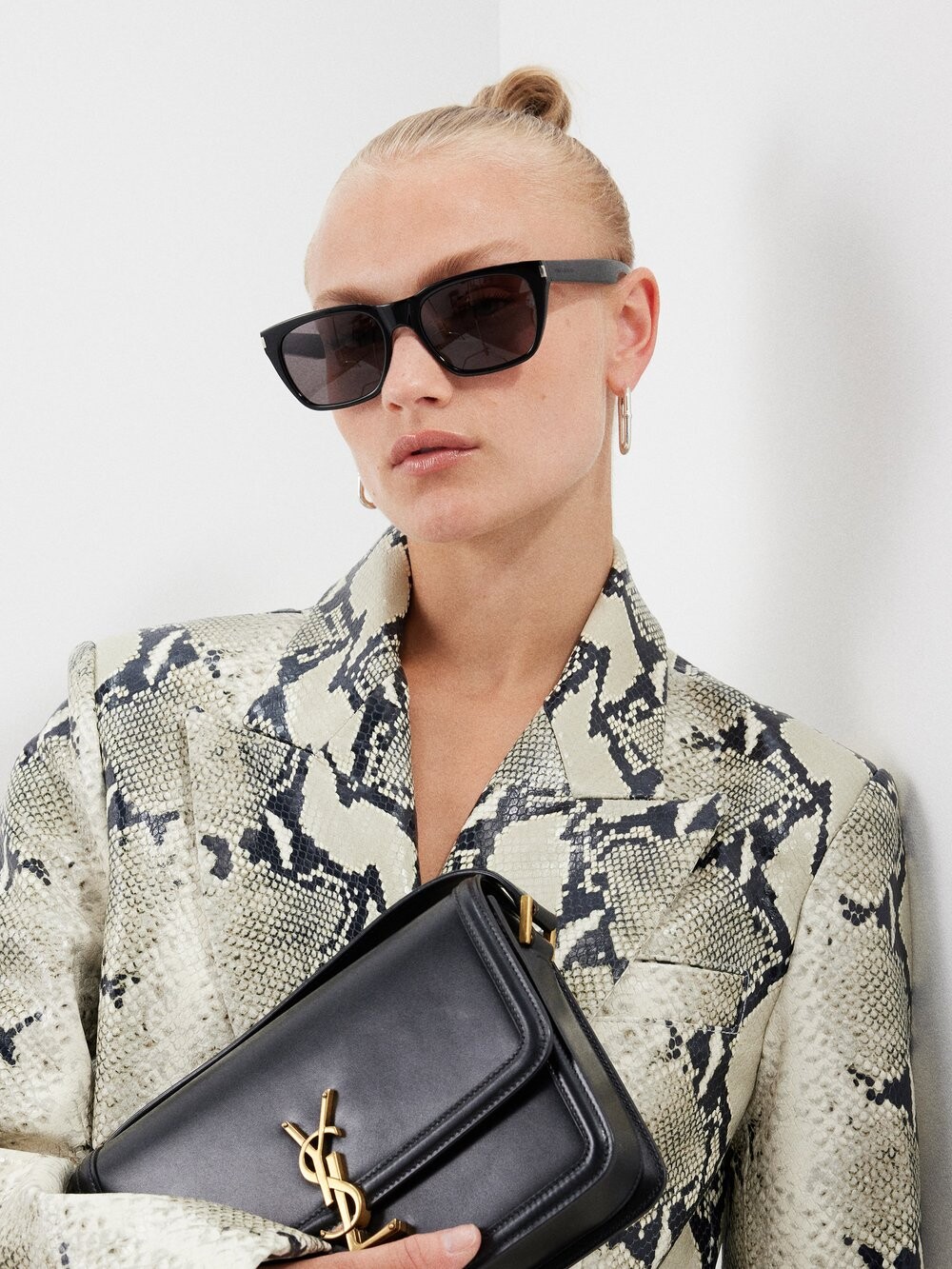 

Солнцезащитные очки new wave из ацетата квадратной формы Saint Laurent, черный