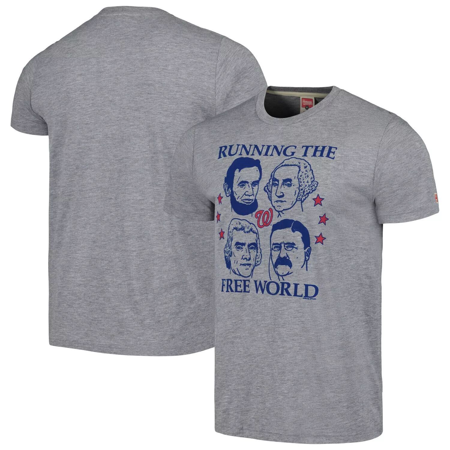 

Мужская серая футболка Homage Washington Nationals Running The Free World Tri-Blend, Серый