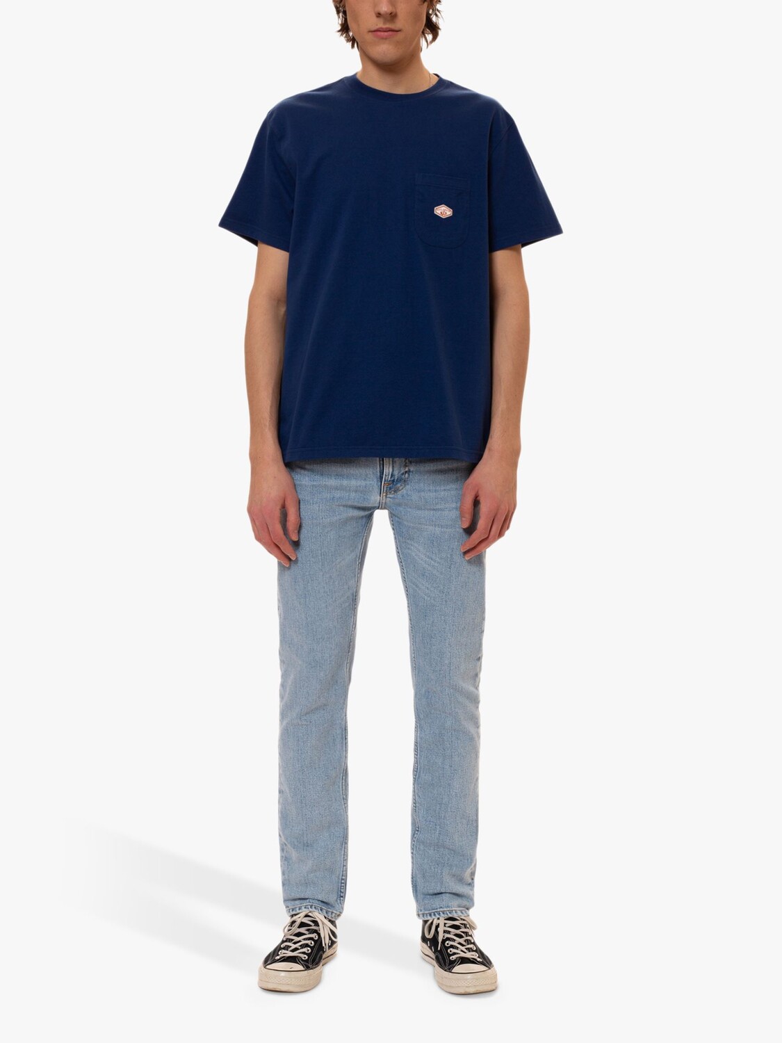 

Футболка с карманом и логотипом Nudie Jeans Leffe, французский синий