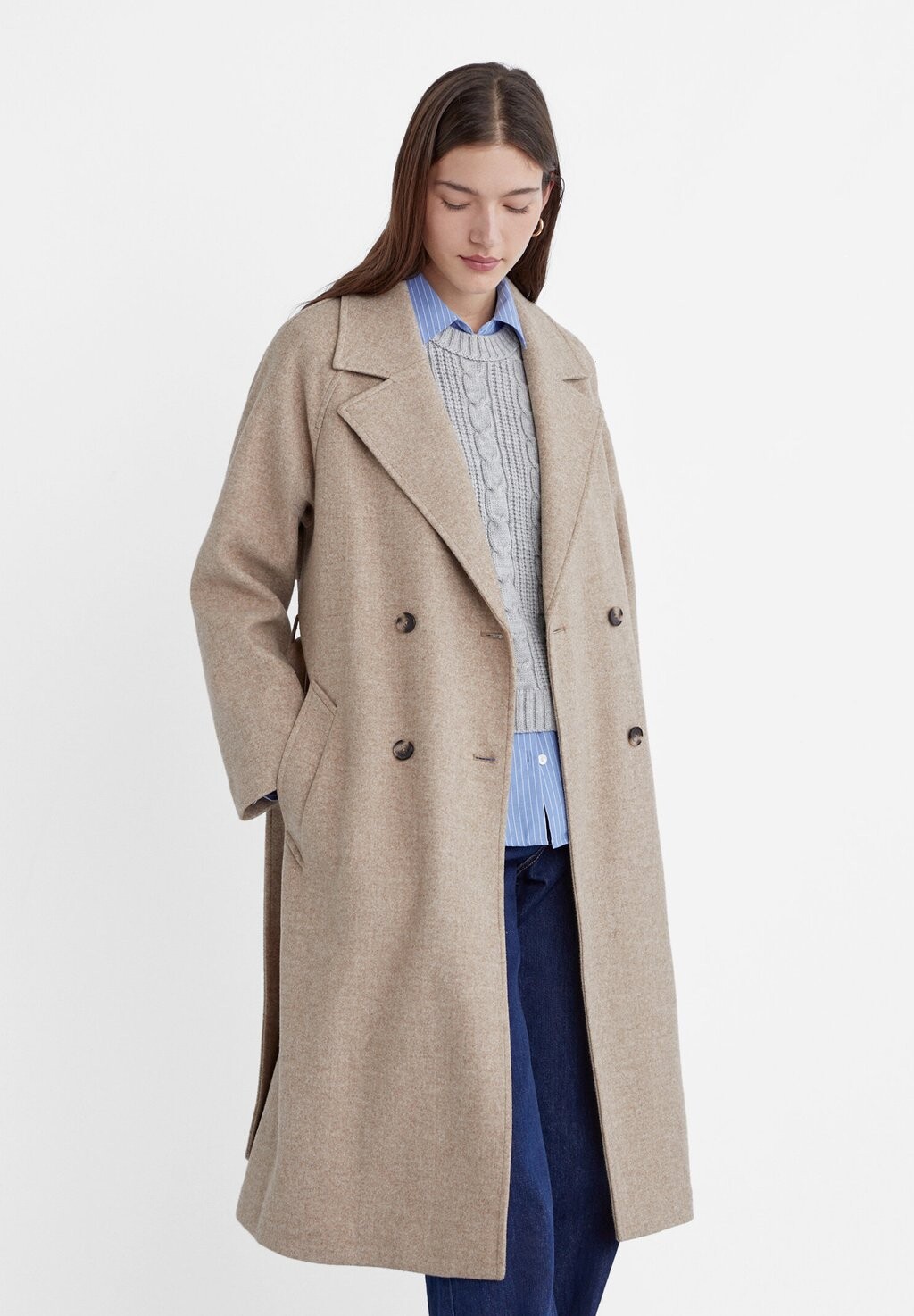 

Тренч Long Soft-Touch Stradivarius, цвет light brown