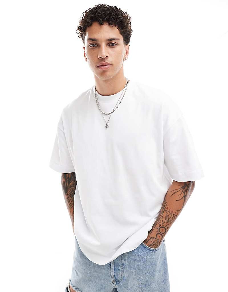 

ASOS DESIGN – белая плотная футболка оверсайз с карманом