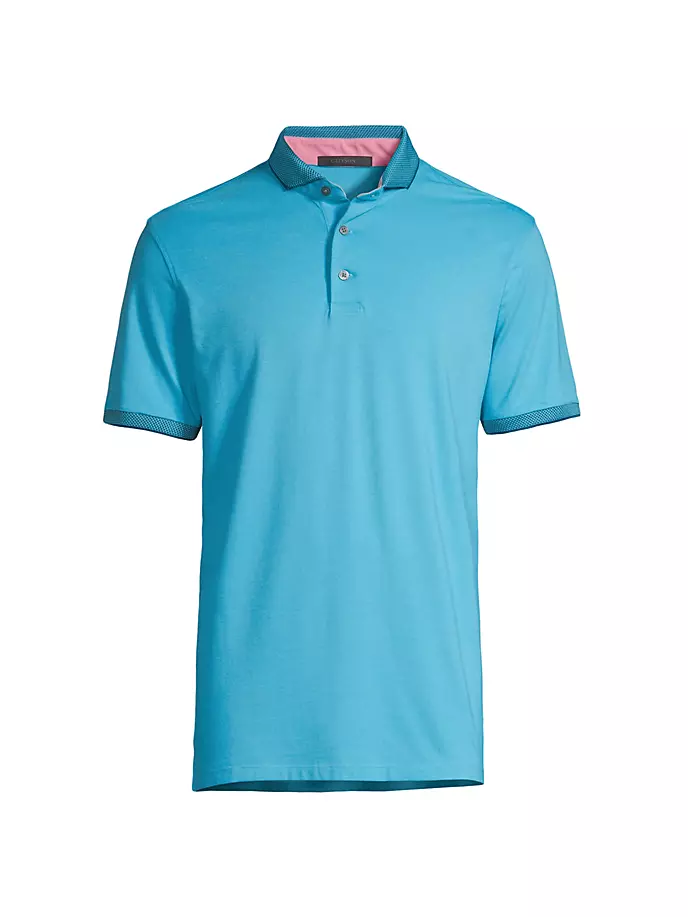 Рубашка-поло из смесового хлопка стрейч с короткими рукавами Greyson, цвет blue lagoon