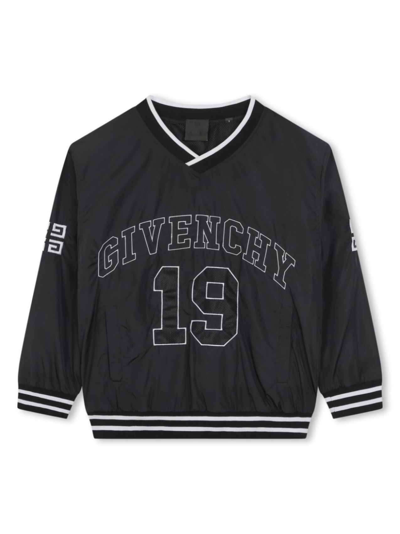 

Givenchy Kids толстовка с V-образным вырезом и вышитым логотипом, черный