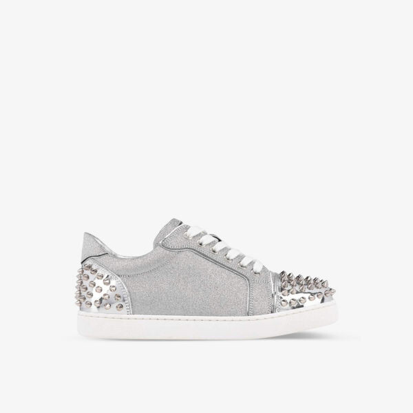 

Кроссовки vieira из блестящей кожи с 2 шипами Christian Louboutin, серебряный