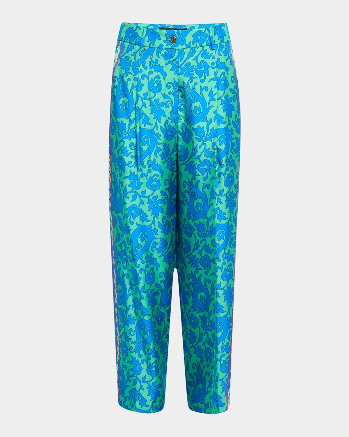 

Брюки с шелковым принтом Tile Etro, цвет Print On Green Base