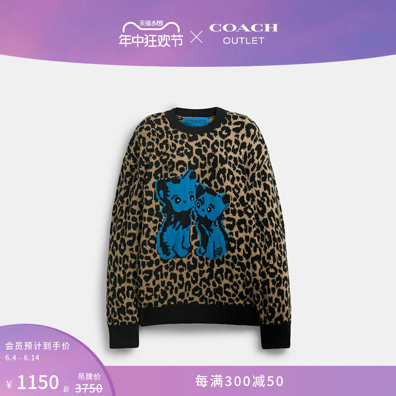 

Свитер Coach Outlet Lil Nas X Drop с принтом и круглым вырезом, леопардовый