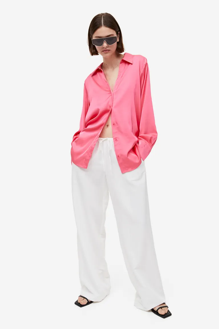 Блузка с треугольным вырезом H&M, розовый
