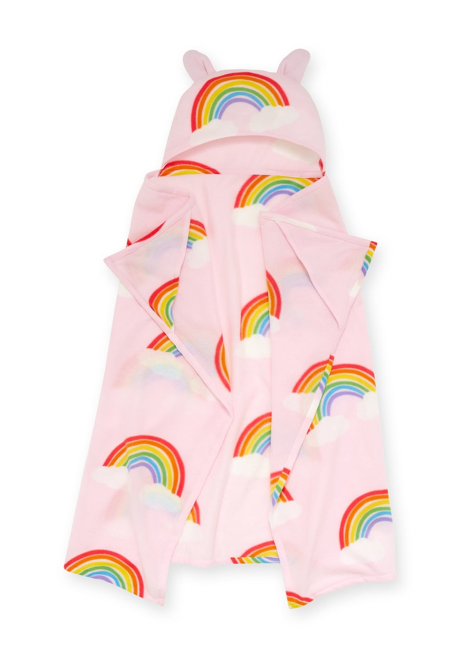 Catherine Lansfield Уютное флисовое одеяло с капюшоном Rainbow Hearts, розовый affenpinscher уютное флисовое одеяло премиум класса с 3d принтом шерпа одеяло на кровать домашний текстиль