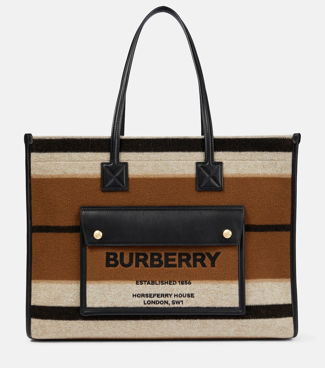

Сумка-тоут Freya среднего размера из шерстяного фетра в полоску Burberry, бежевый
