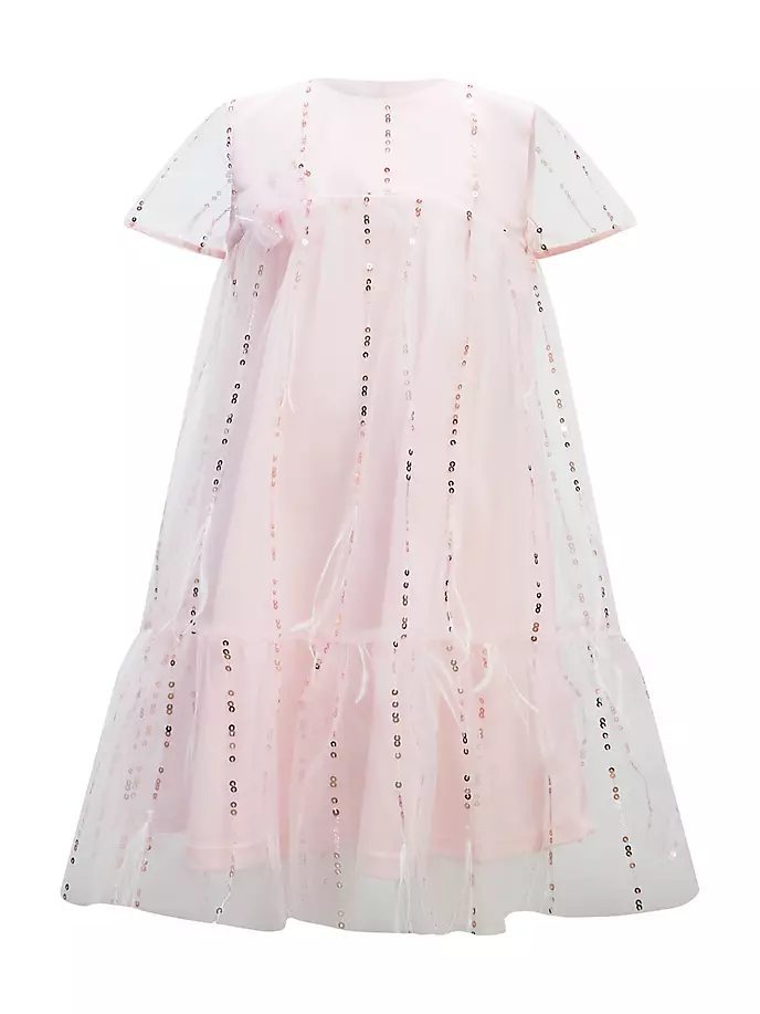 цена Полосатое платье Emari для девочек Bardot Junior, цвет powder pink