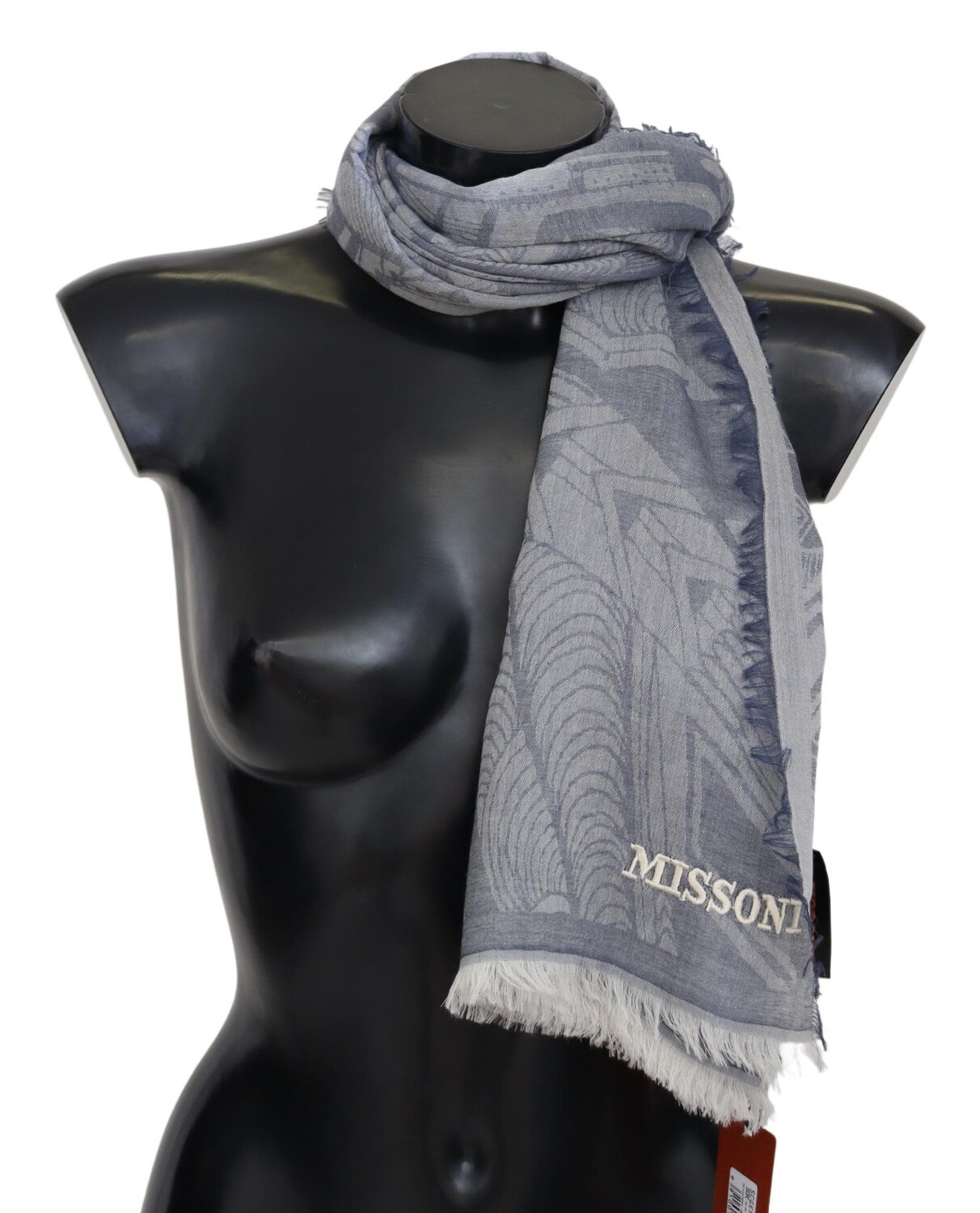 

Мужской шарф Missoni кашемировый унисекс с утеплителем для шеи, серый