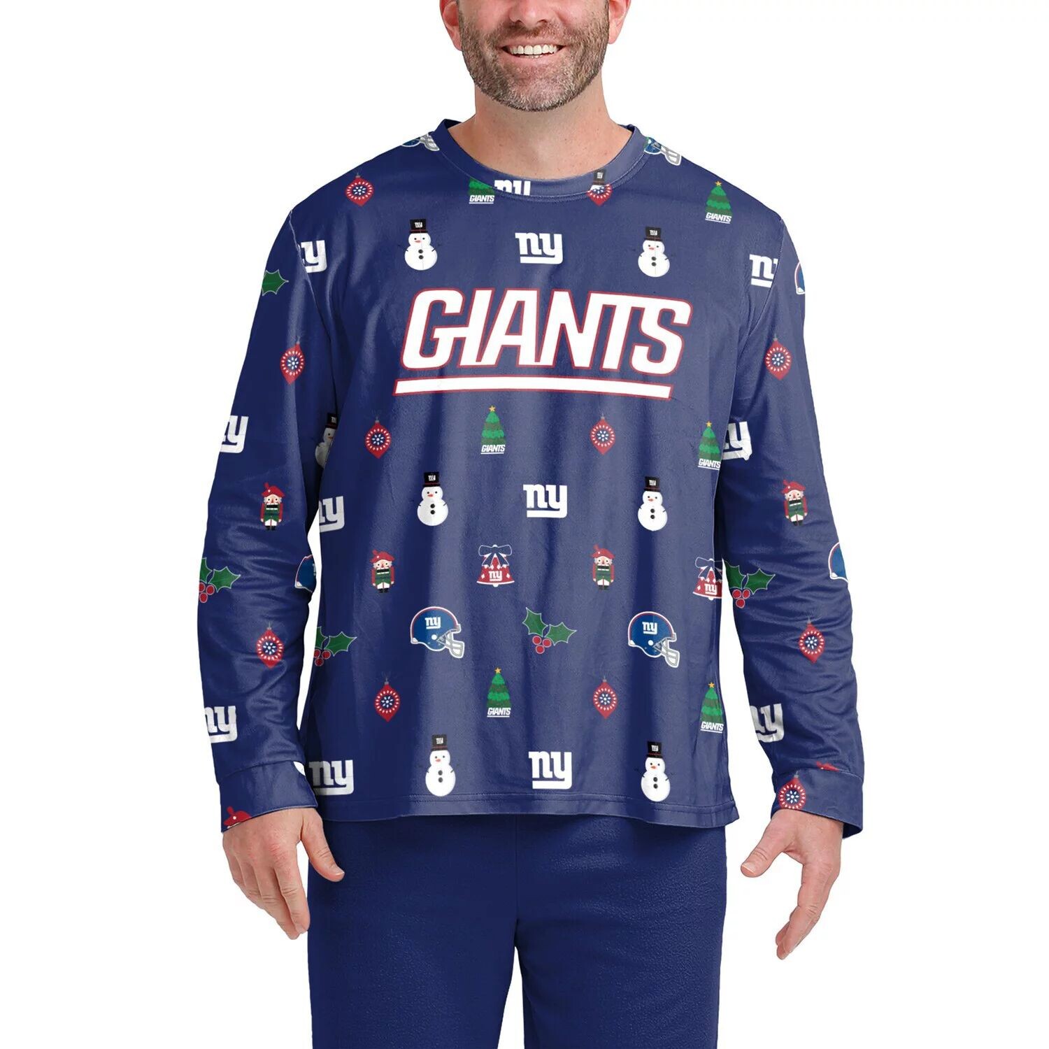 

Мужская футболка с длинным рукавом FOCO Royal New York Giants Ugly Sweater