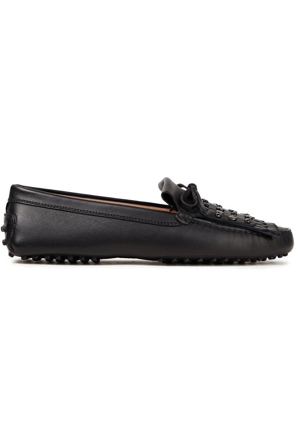 

Кожаные лоферы с бахромой и шипами Tod'S, черный