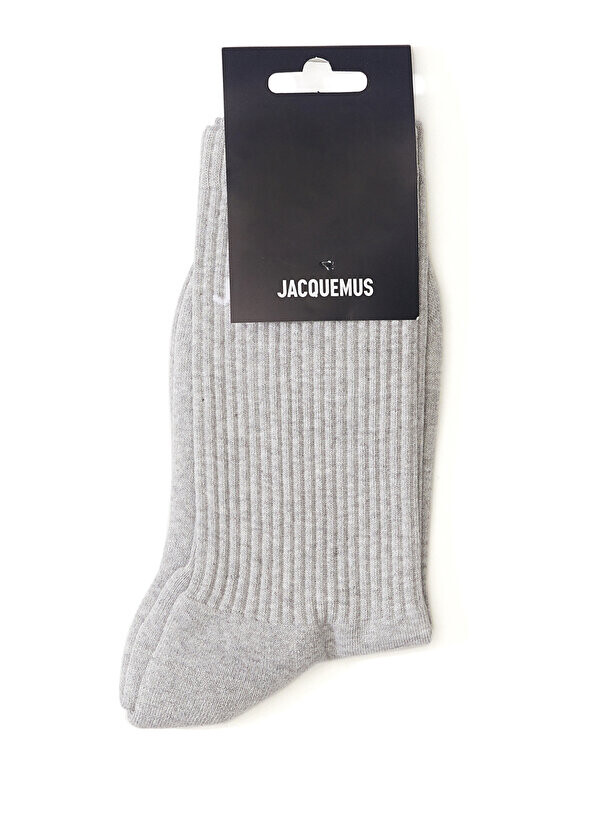 

Серые женские носки из жаккарда с логотипом Jacquemus