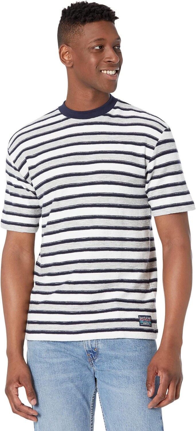 

Полосатая махровая футболка Scotch & Soda, белый