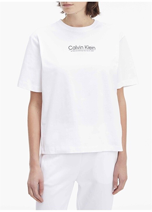

Белая женская футболка с круглым вырезом Calvin Klein, Белый