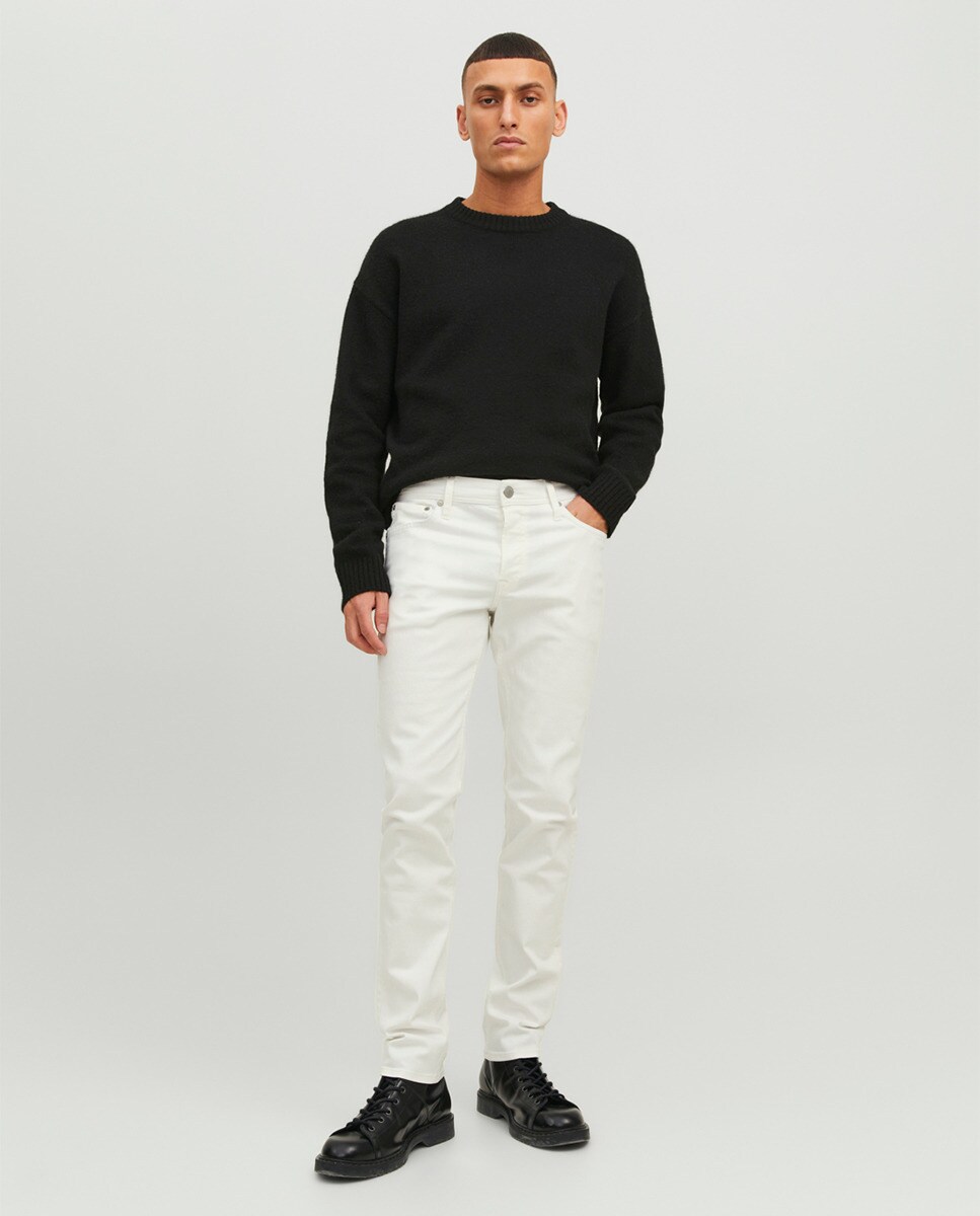 Мужские белые узкие джинсы Glenn Jack & Jones, белый джинсы узкие стретч glenn 34 30 синий