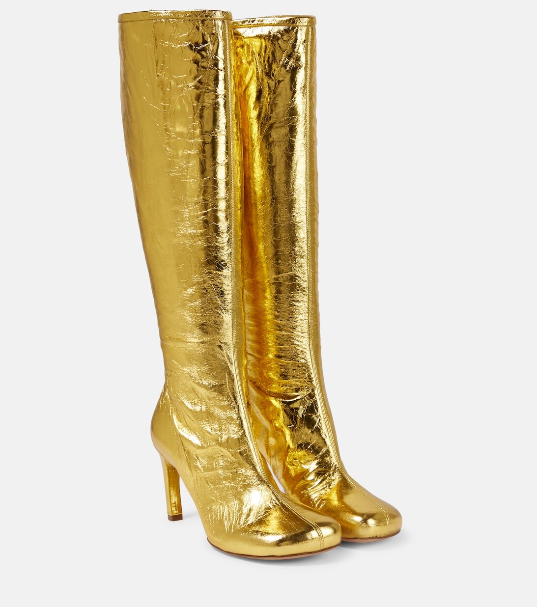 

Сапоги из металлизированной кожи до колена Dries Van Noten, золотой