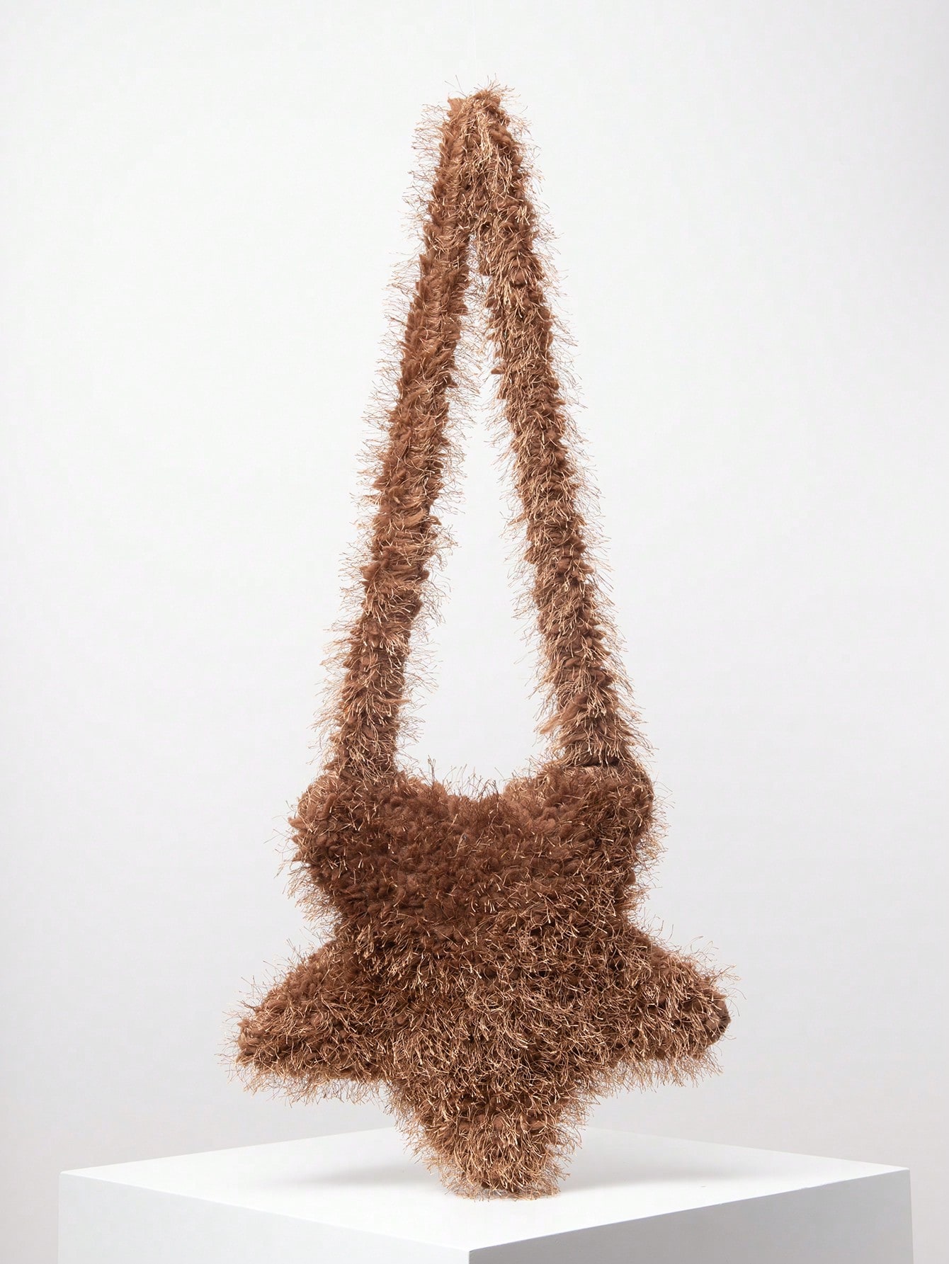 Однотонная женская сумка через плечо в форме звезды, кофейный коричневый
