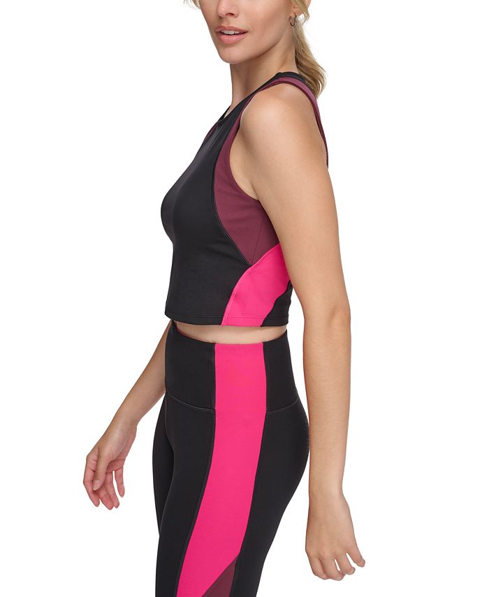 цена Женский укороченный топ Performance с цветными блоками Calvin Klein, цвет Black/garnet/electric Pink