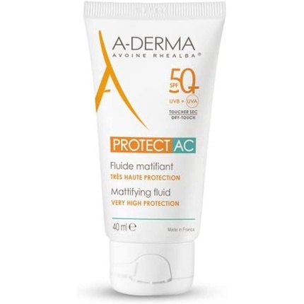 A-Derma Protect Ac Матирующий флюид с очень высокой степенью защиты Spf50+, 40 мл, Derma E