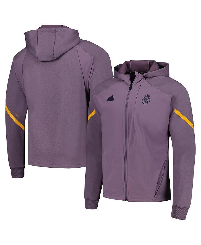 

Мужская фиолетовая куртка с капюшоном и молнией во всю длину Real Madrid Designed for Gameday реглан adidas, фиолетовый