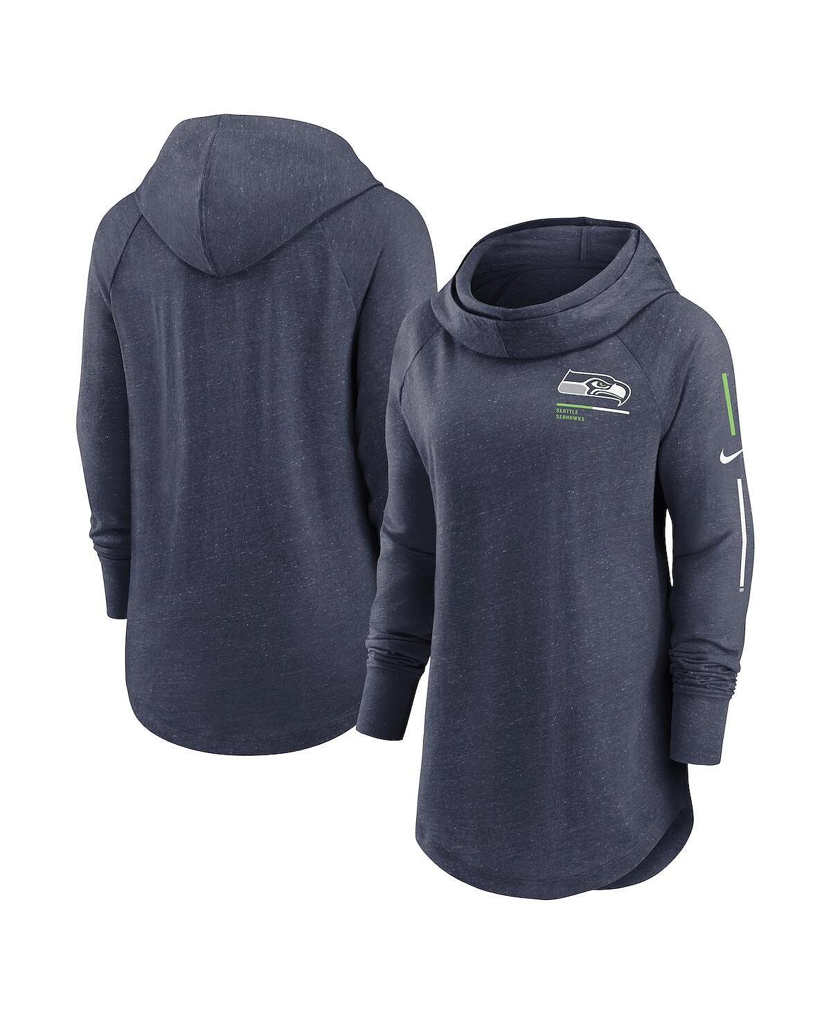 

Женский темно-синий пуловер с капюшоном Seattle Seahawks Minimal State реглан с воротником-воронкой Nike, темно-синий