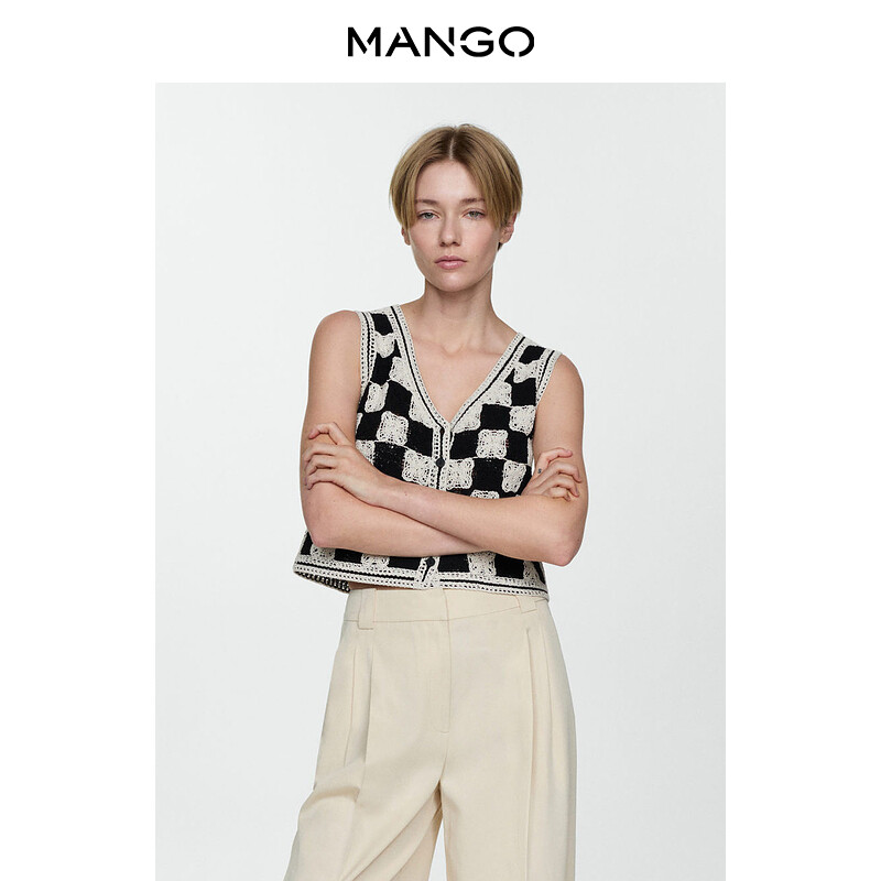

Женская юбка Mango контрастного цвета вязаная, черный