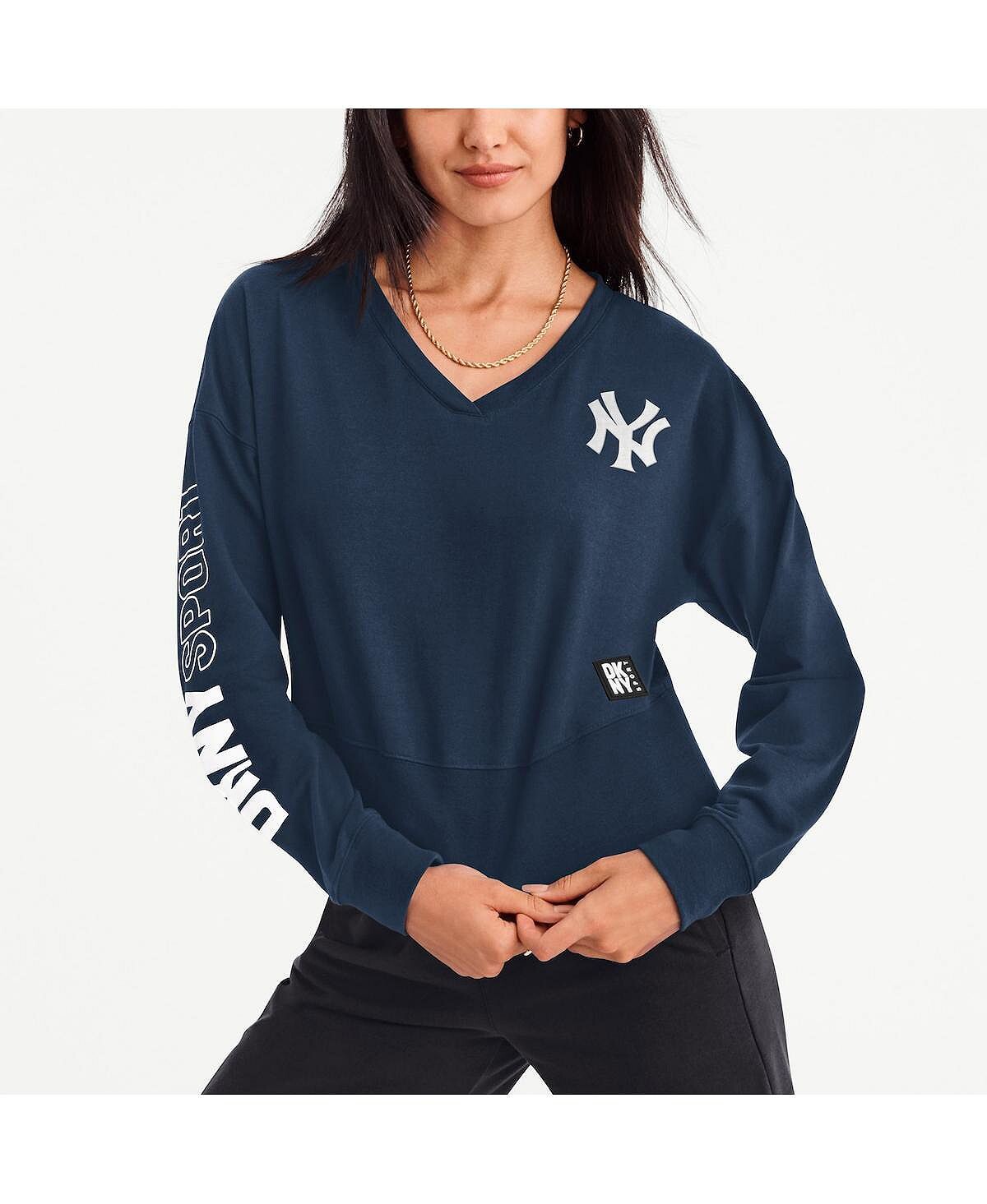 

Женский пуловер с v-образным вырезом New York Yankees Lily темно-синего цвета DKNY, темно-синий