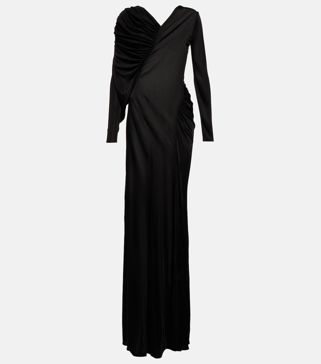 

Платье макси из джерси с драпировкой SAINT LAURENT, черный