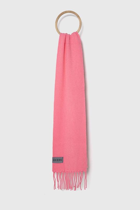 Шарф из смесовой шерсти Guess, розовый шарф из смесовой шерсти guess розовый
