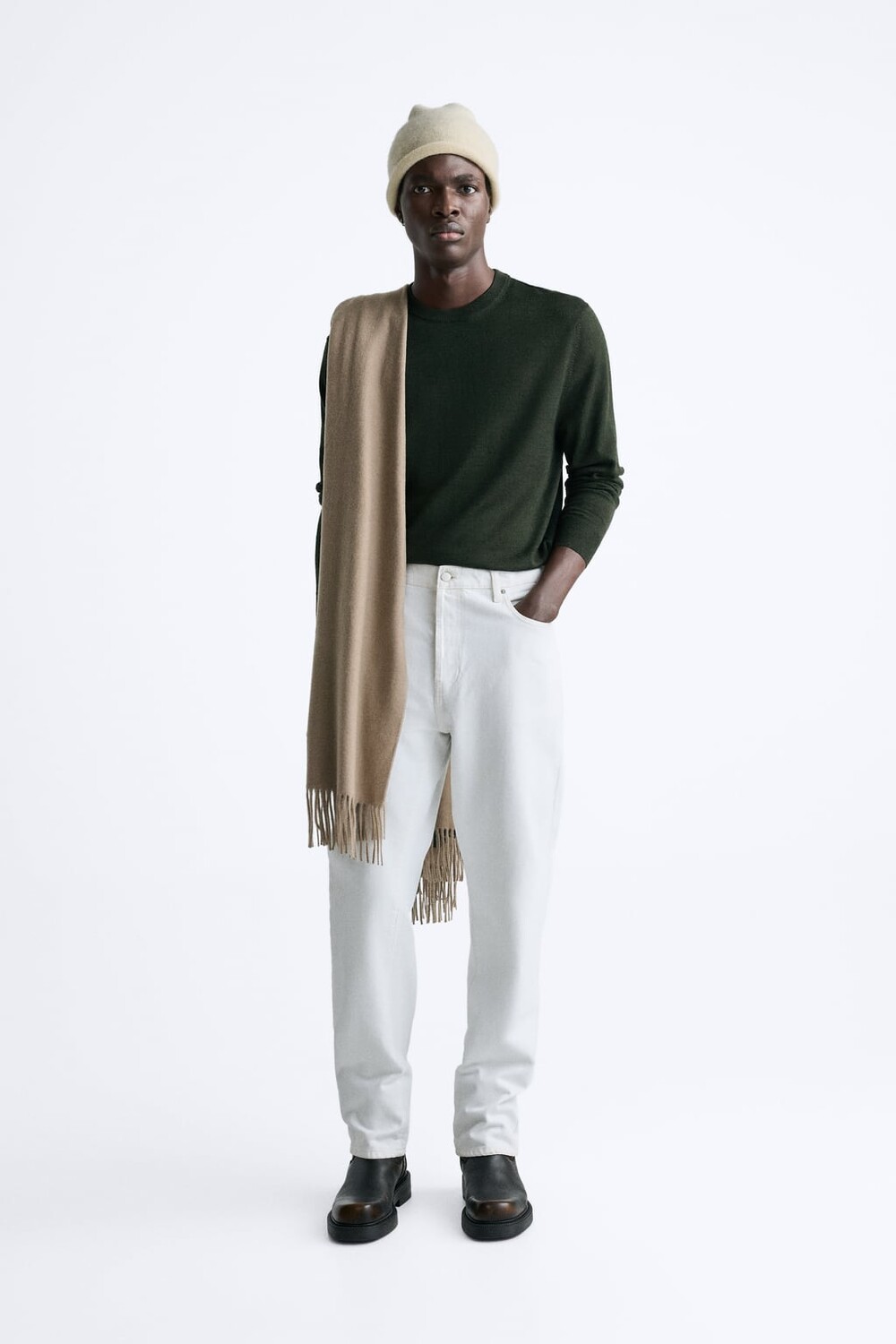

Базовый фактурный свитер ZARA, хаки