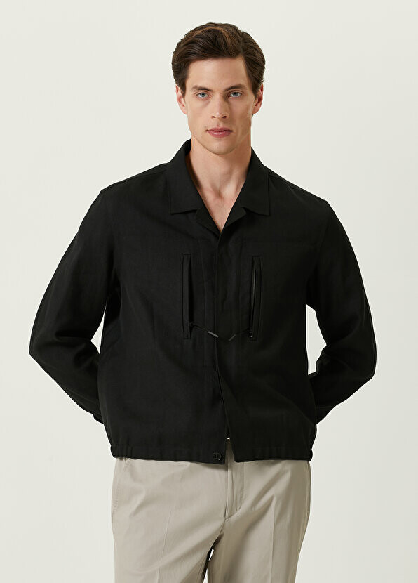 

Черная льняная верхняя рубашка Zegna