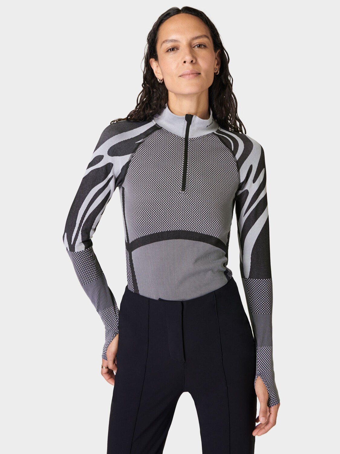 

Топ с абстрактным базовым слоем на молнии Tech 1/2 Sweaty Betty, черный