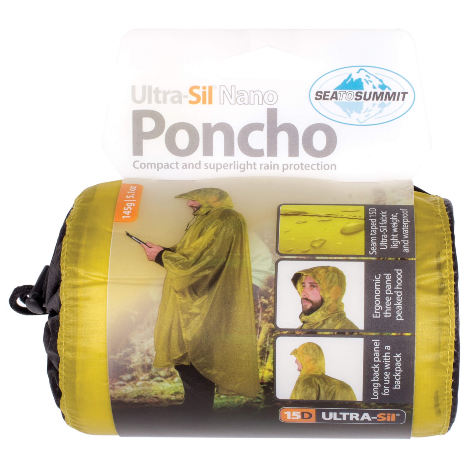 Дождевик Sea To Summit Poncho 15D, цвет Lime sea to summit гермомешок с окном ultra sil view dry sack 8л