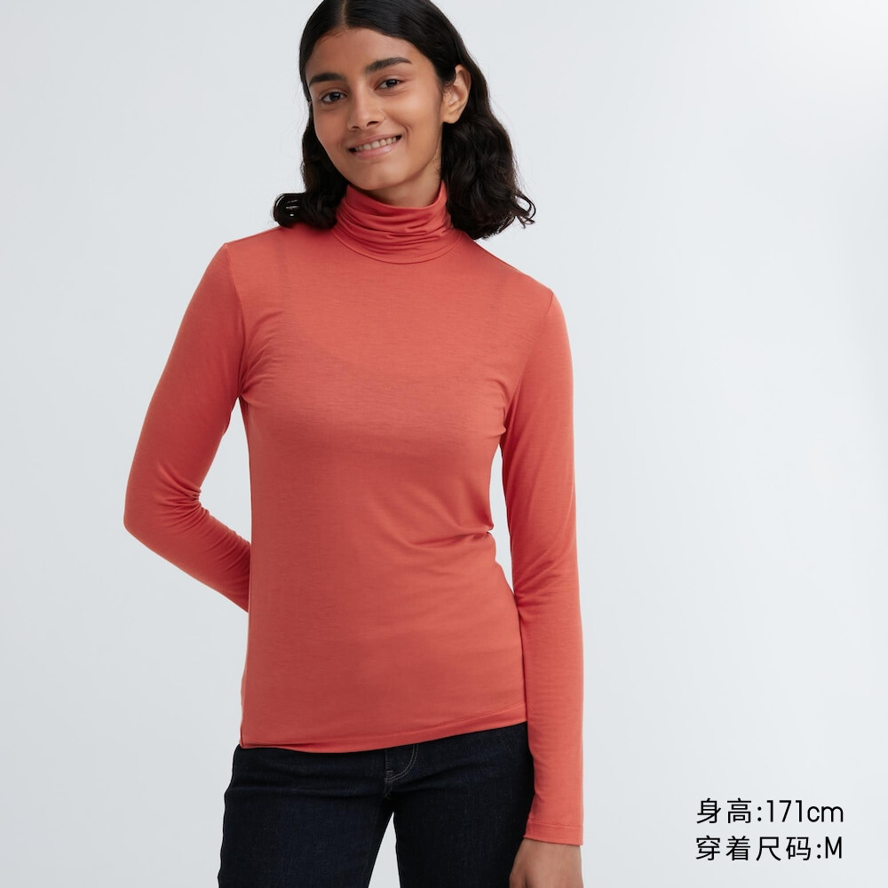 

Женская футболка Uniqlo HEATTECH с двумя лацканами, оранжевый