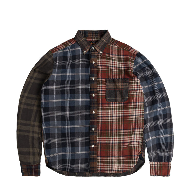 

Рубашка B.D. Check Panel Shirt Beams Plus, серый