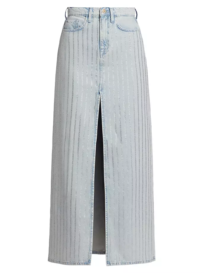 цена Джинсовая юбка с кристаллами Ms. Sofiane Triarchy, цвет light indigo crystal stripe