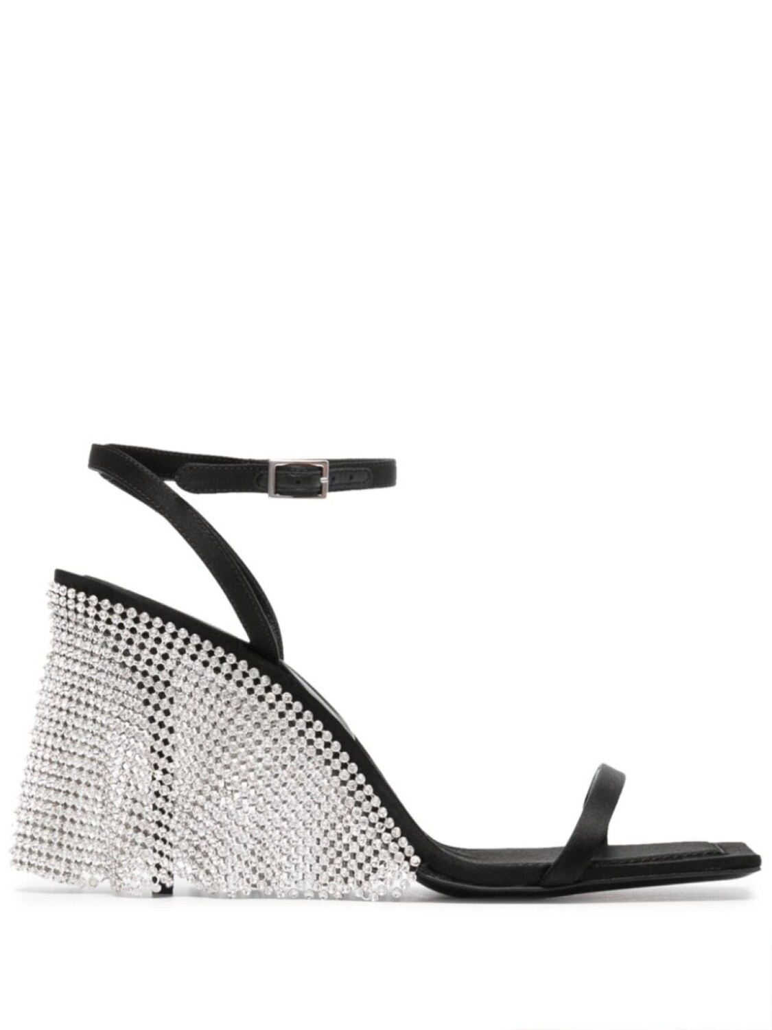 

Kate Cate 90mm crystal-embellished satin leather sandals, черный