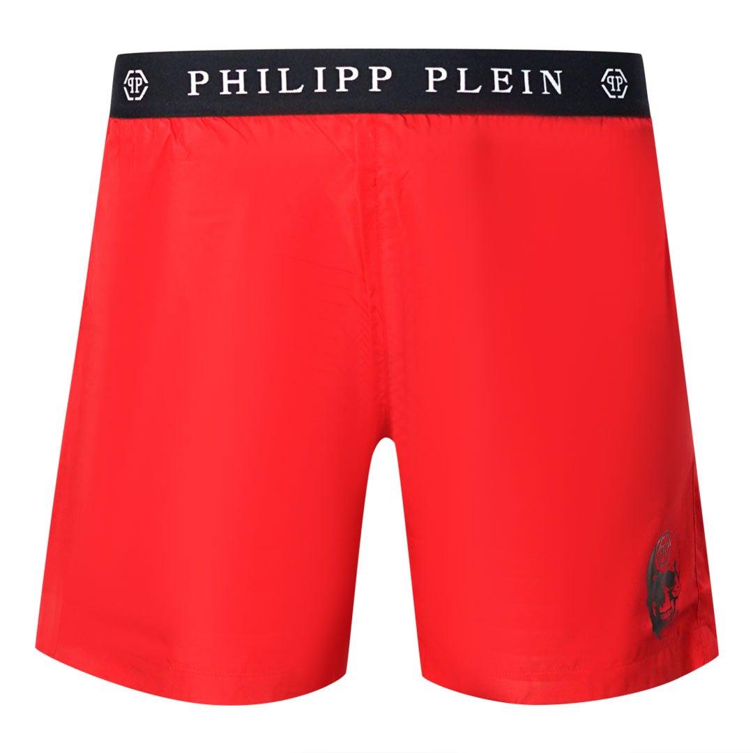 Красные шорты для плавания с фирменным поясом , красный Philipp Plein